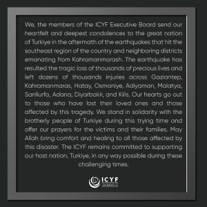 ICYF Executive Board Sends Its Condolences To The Republic of Turkiye